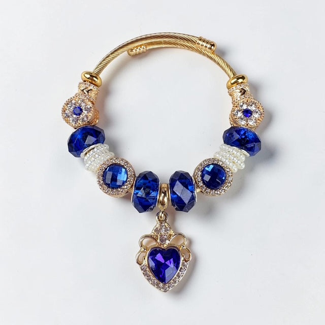 Royal Pearl Heart Charm Bracelet