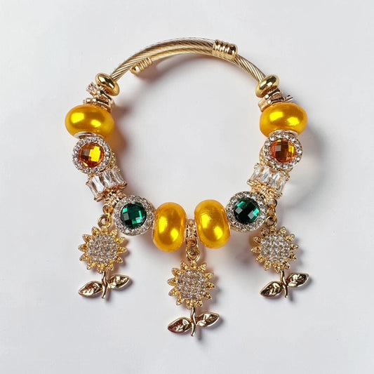 🌻 Sun-Kissed Sunflower Sparkle Bracelet